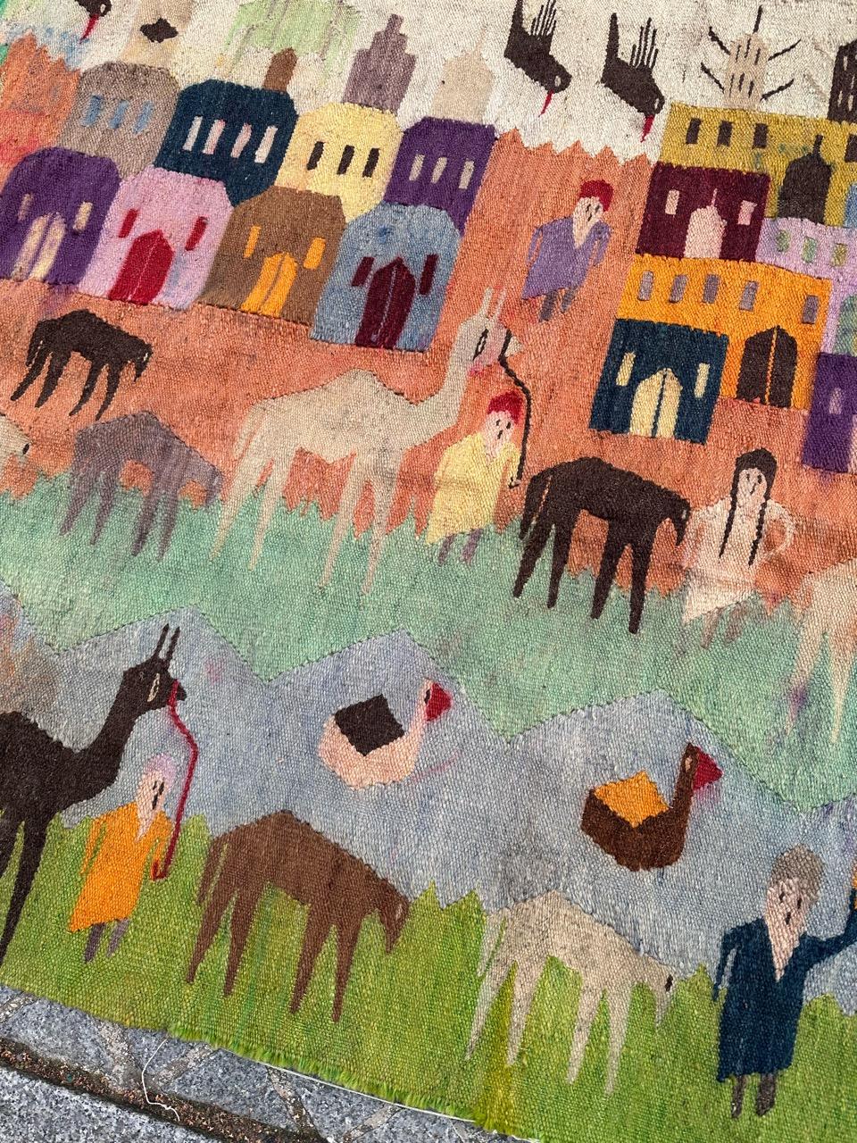 Hand-Woven Bobyrug’s pretty vintage Egyptian tapestry  For Sale