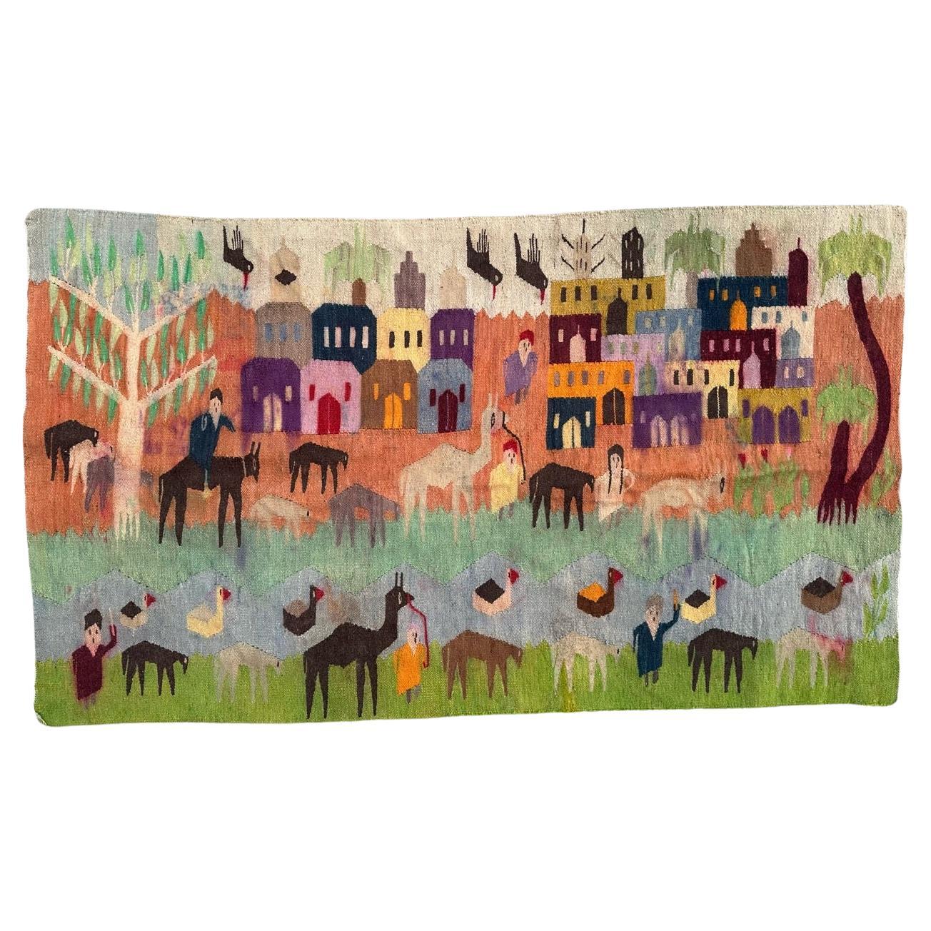 Bobyrug’s pretty vintage Egyptian tapestry  For Sale