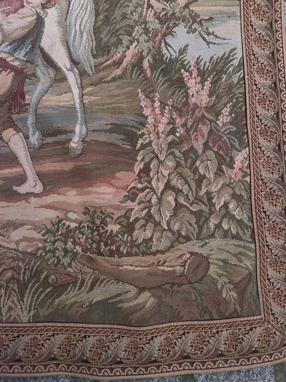 Bobyrug’s pretty vintage French Aubusson style Jacquard tapestry  For Sale 5