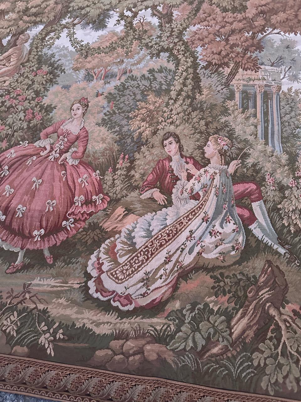 Bobyrug’s pretty vintage French Aubusson style Jacquard tapestry  For Sale 7