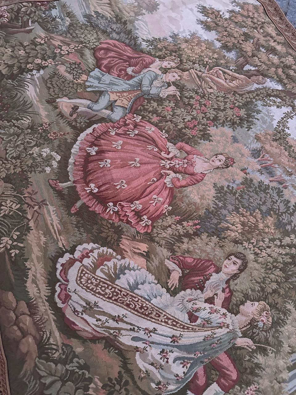 Bobyrug’s pretty vintage French Aubusson style Jacquard tapestry  For Sale 9