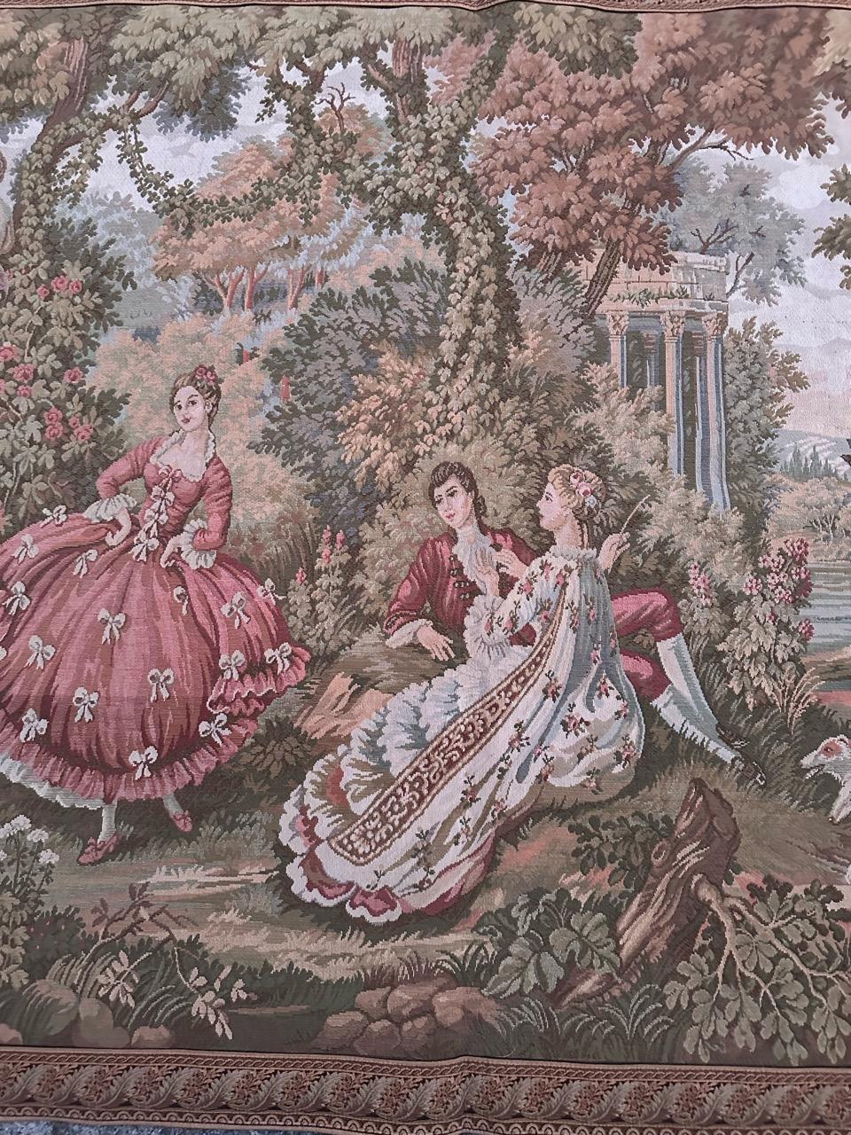 Machine-Made Bobyrug’s pretty vintage French Aubusson style Jacquard tapestry  For Sale