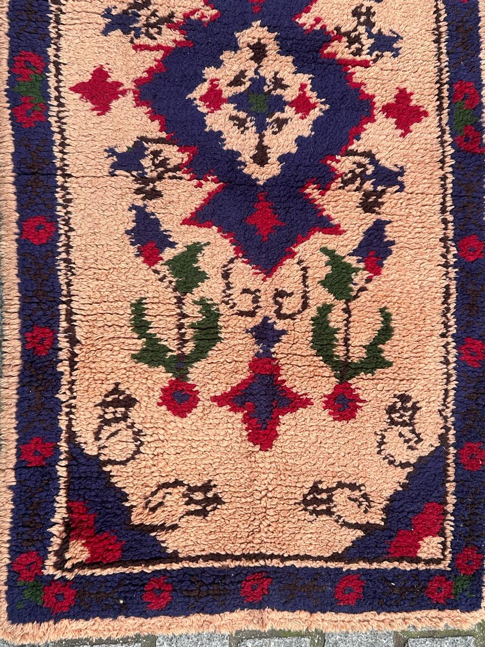 Oushak Bobyrug’s pretty vintage French Cogolin rug oushak design  For Sale