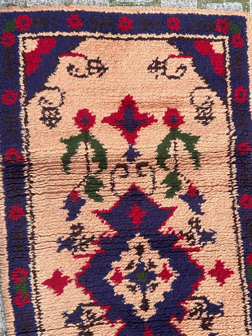 Hand-Knotted Bobyrug’s pretty vintage French Cogolin rug oushak design  For Sale