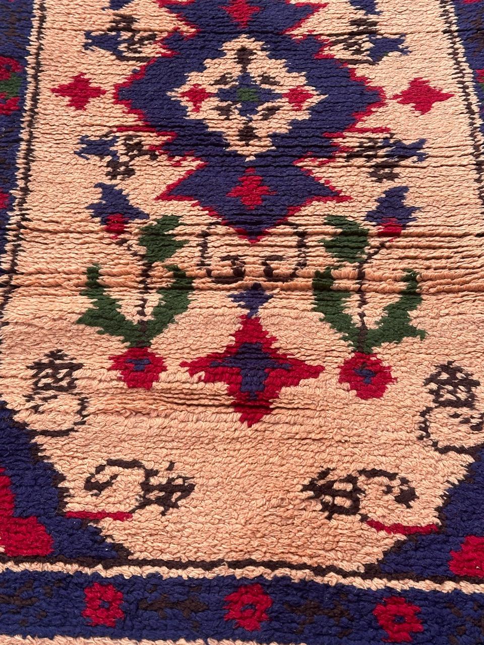 Wool Bobyrug’s pretty vintage French Cogolin rug oushak design  For Sale