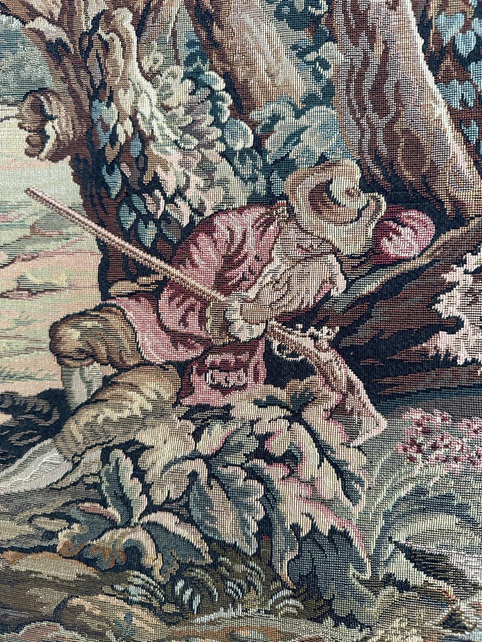 Bobyrugs hübscher französischer Jacquard-Wandteppich im Aubusson-Stil (Haltestelle der Jäger) (Wolle) im Angebot