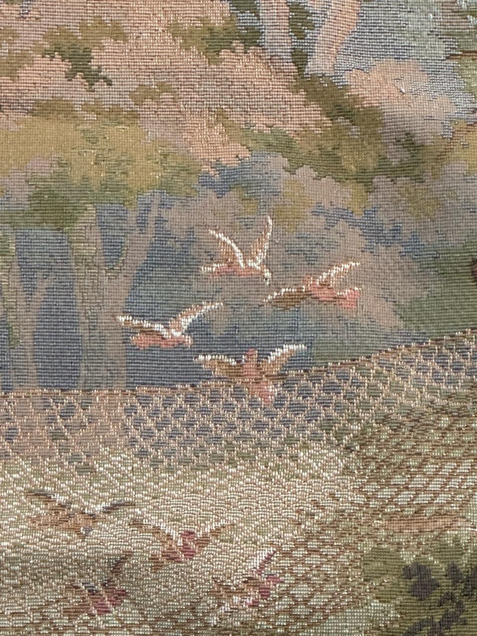 Bobyrug’s pretty vintage French jacquard tapestry « fishing by the water » For Sale 7