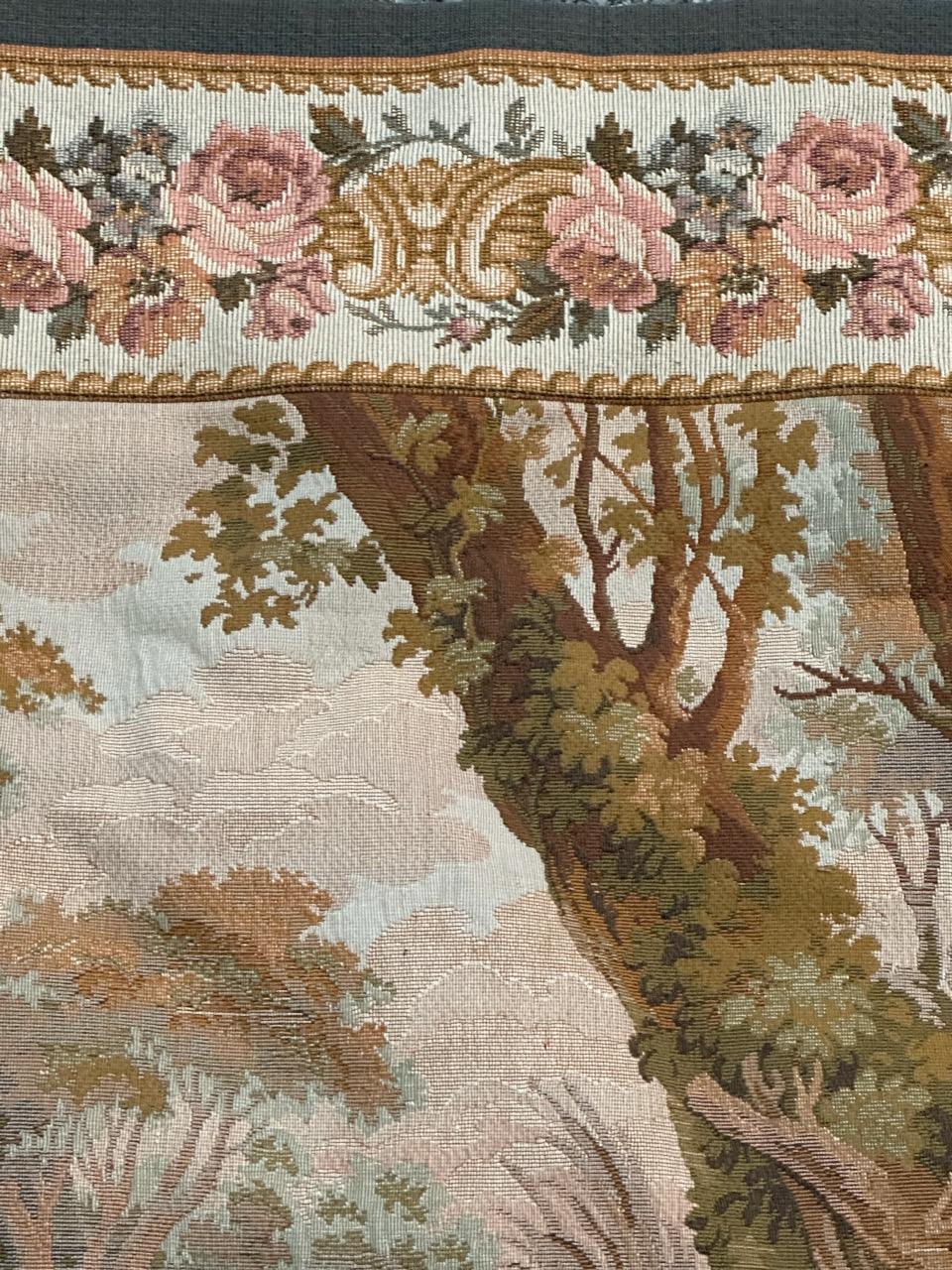 Wool Bobyrug’s pretty vintage French jacquard tapestry « fishing by the water » For Sale