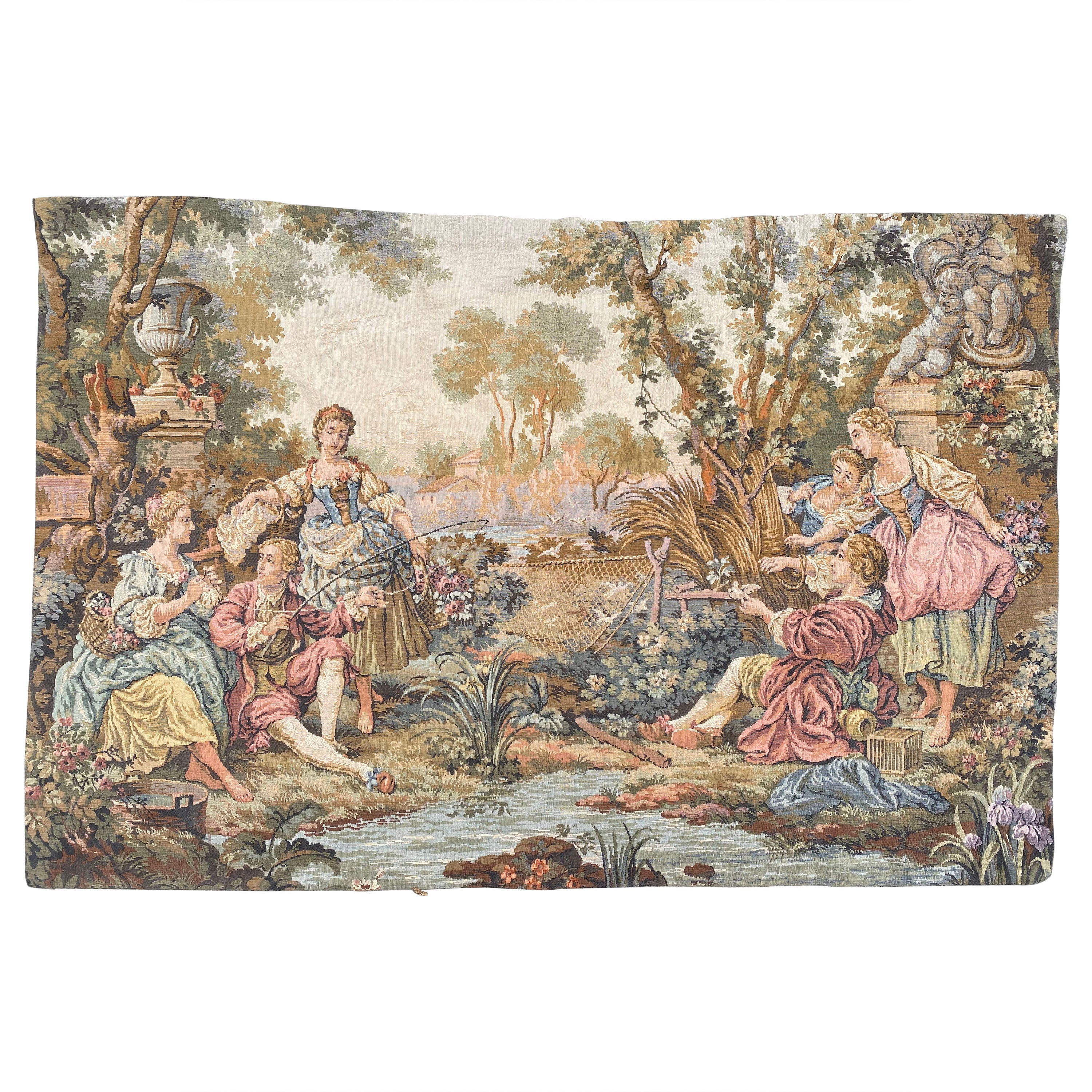 Il grazioso arazzo vintage francese Jaquar di Bobyrug