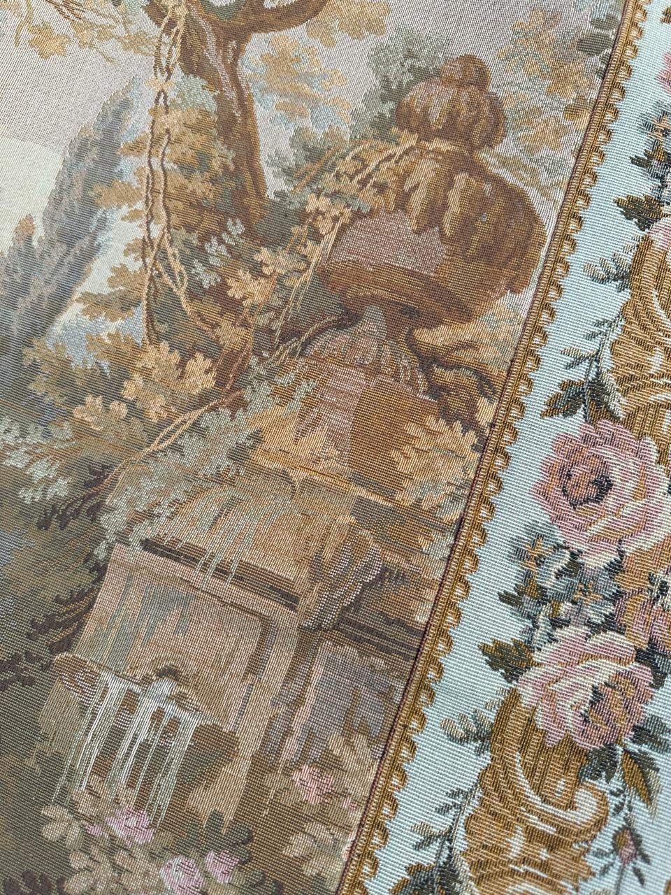 Bobyrug’s Pretty Vintage French Jacquard tapestry Aubusson style For Sale 4