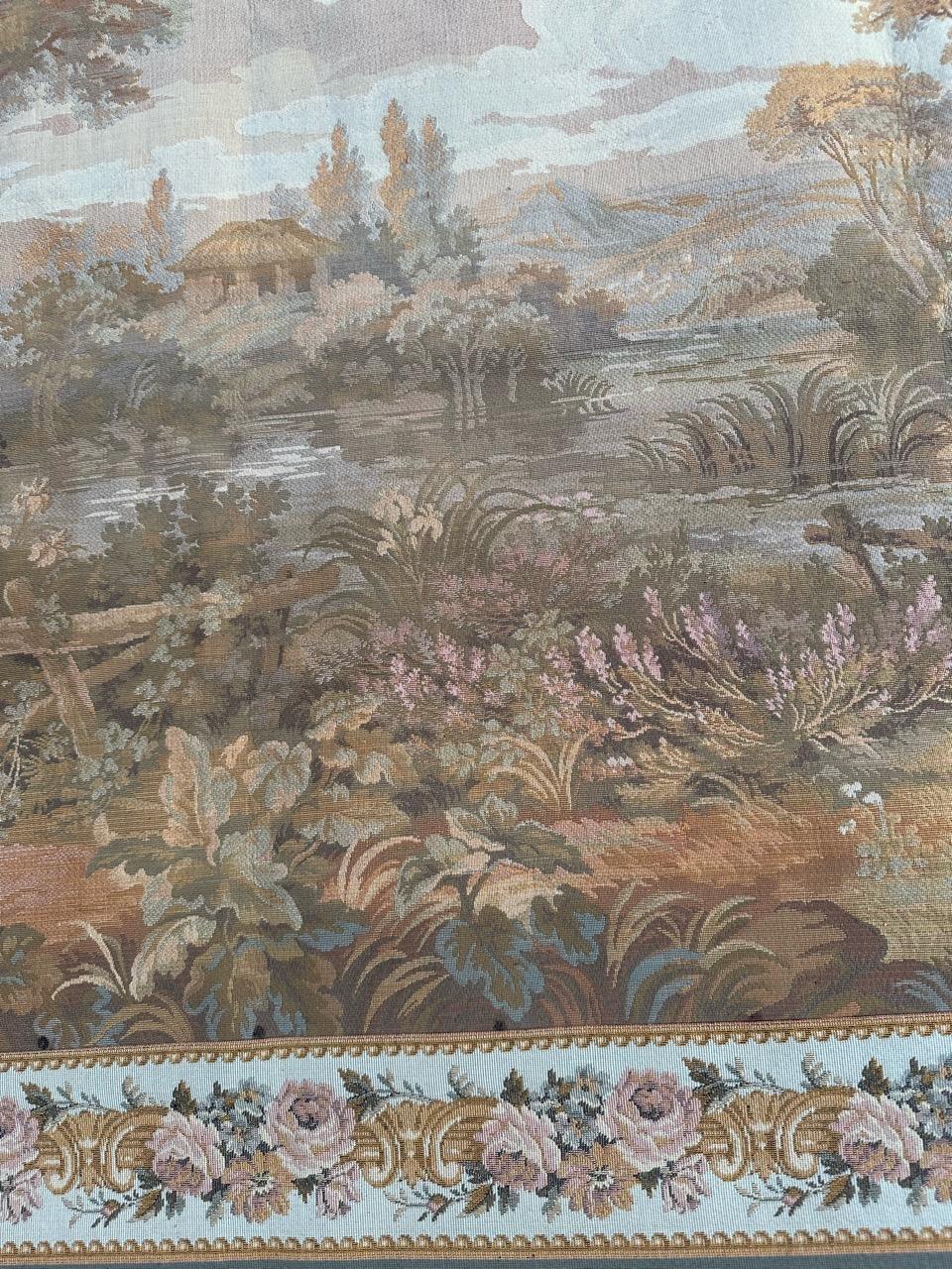 Bobyrug’s Pretty Vintage French Jacquard tapestry Aubusson style For Sale 9