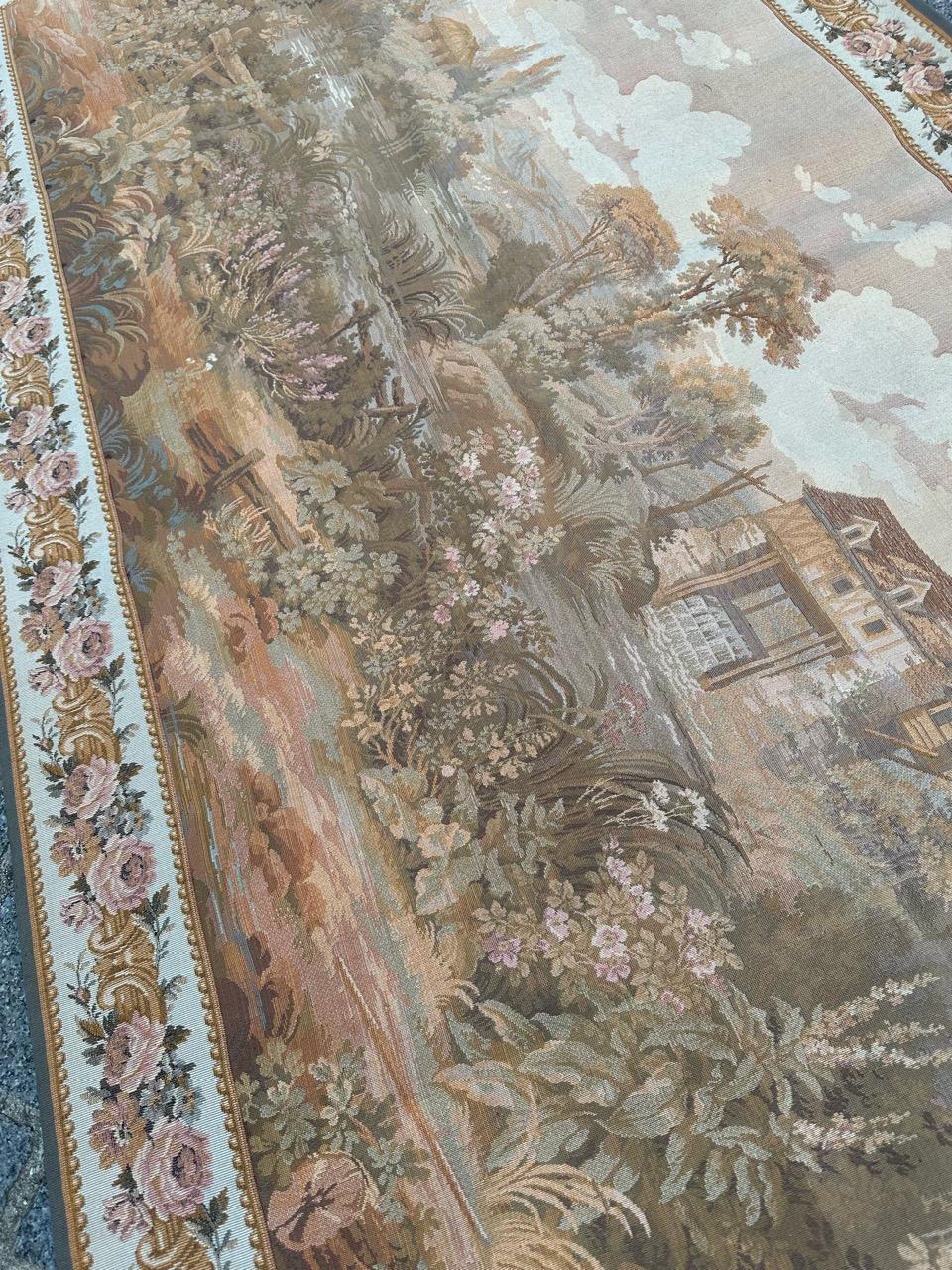 Bobyrug’s Pretty Vintage French Jacquard tapestry Aubusson style For Sale 10