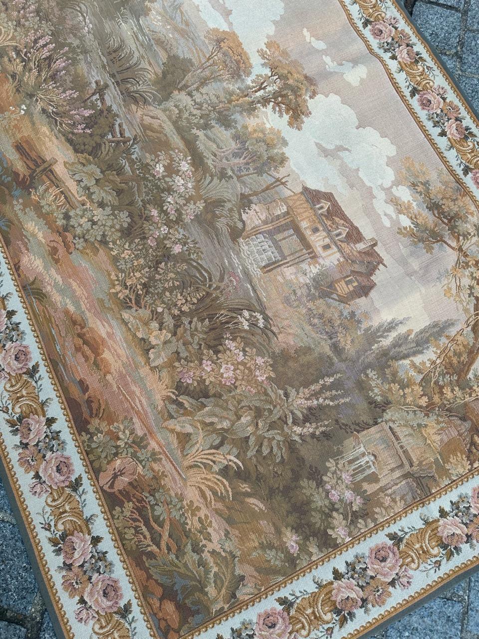Bobyrug’s Pretty Vintage French Jacquard tapestry Aubusson style For Sale 12