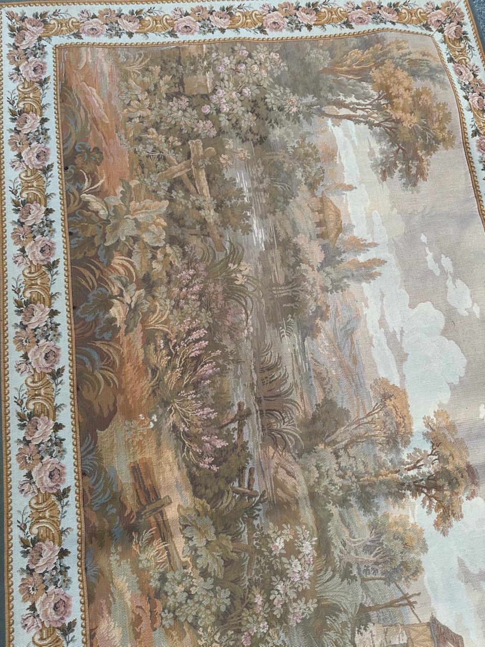 Bobyrug’s Pretty Vintage French Jacquard tapestry Aubusson style For Sale 13