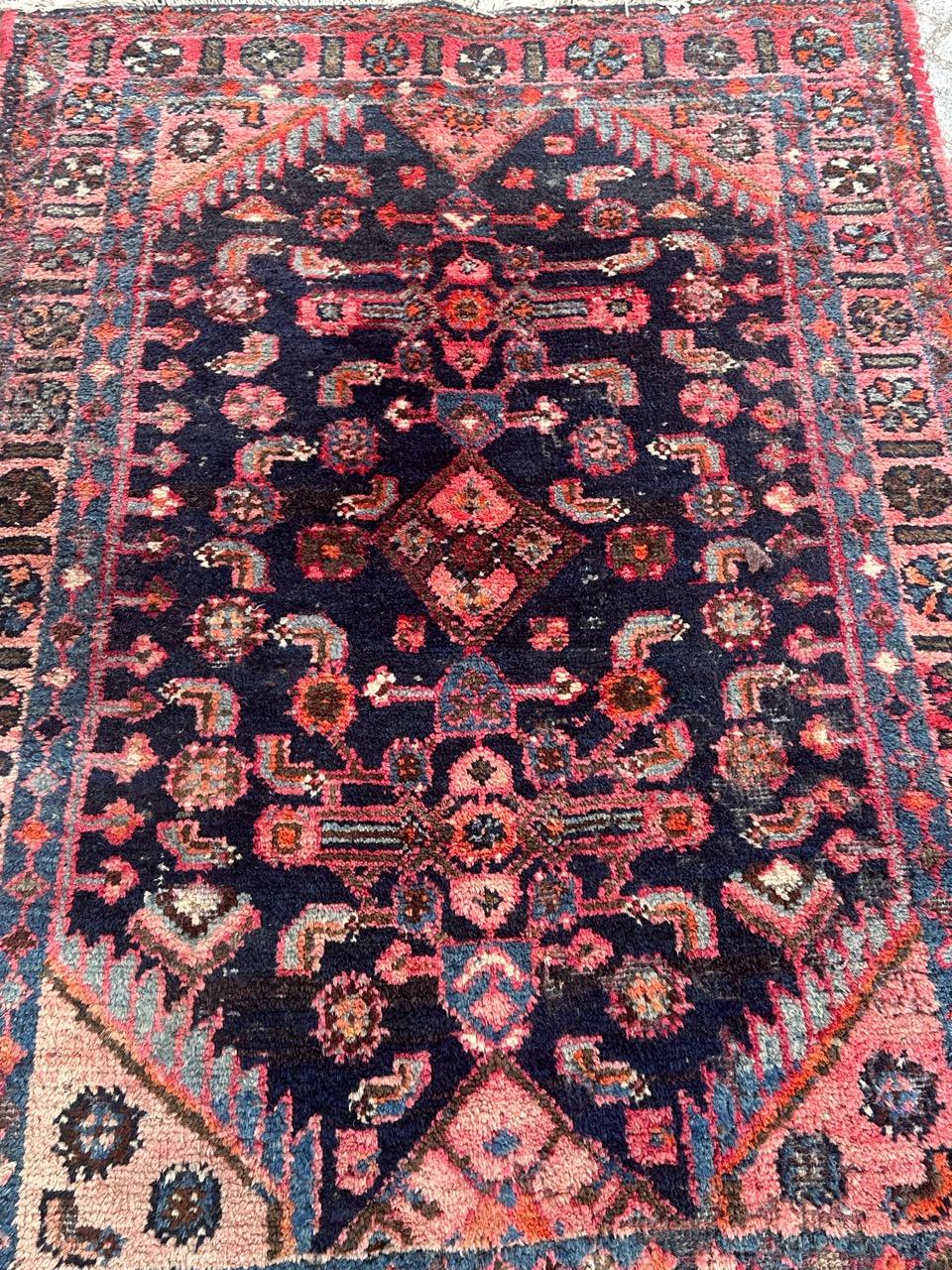 Bobyrug’s pretty vintage Hamadan rug  For Sale 5