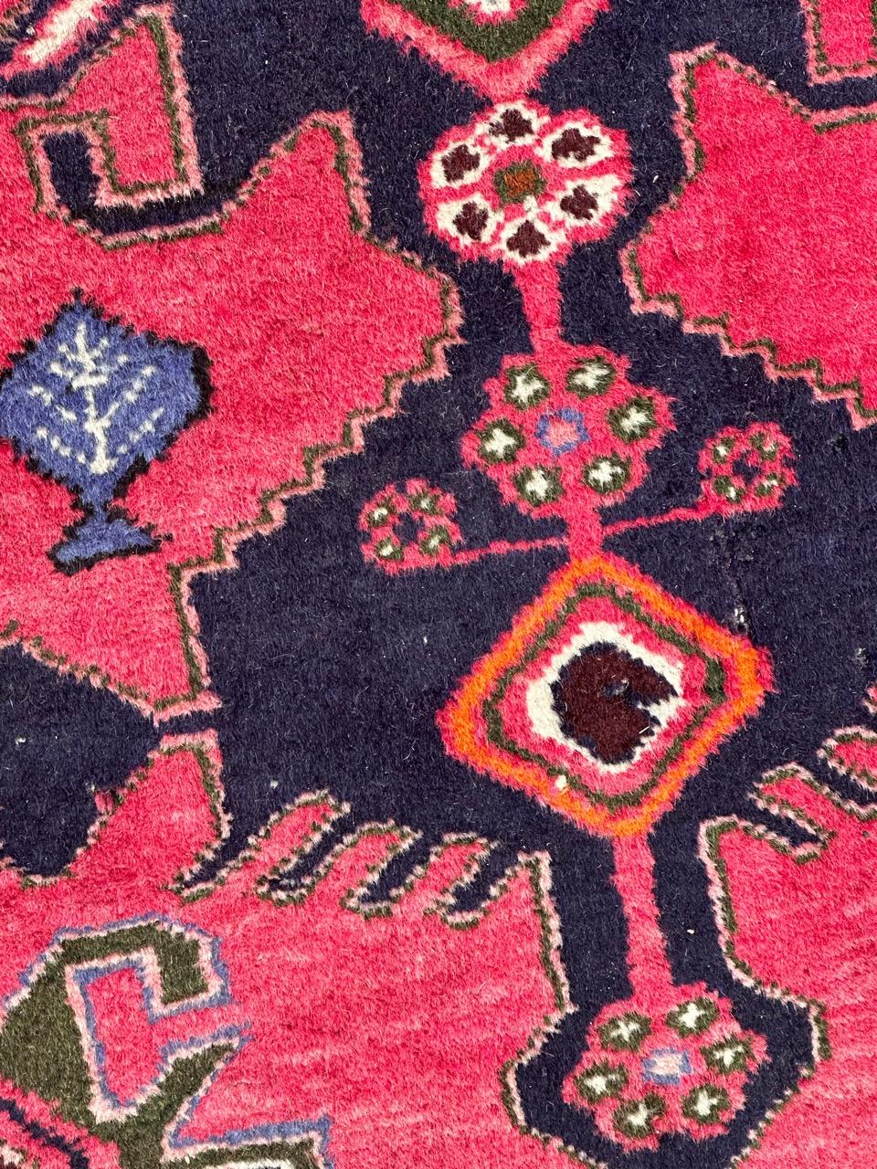 Rustic Bobyrug’s pretty vintage Hamadan rug  For Sale