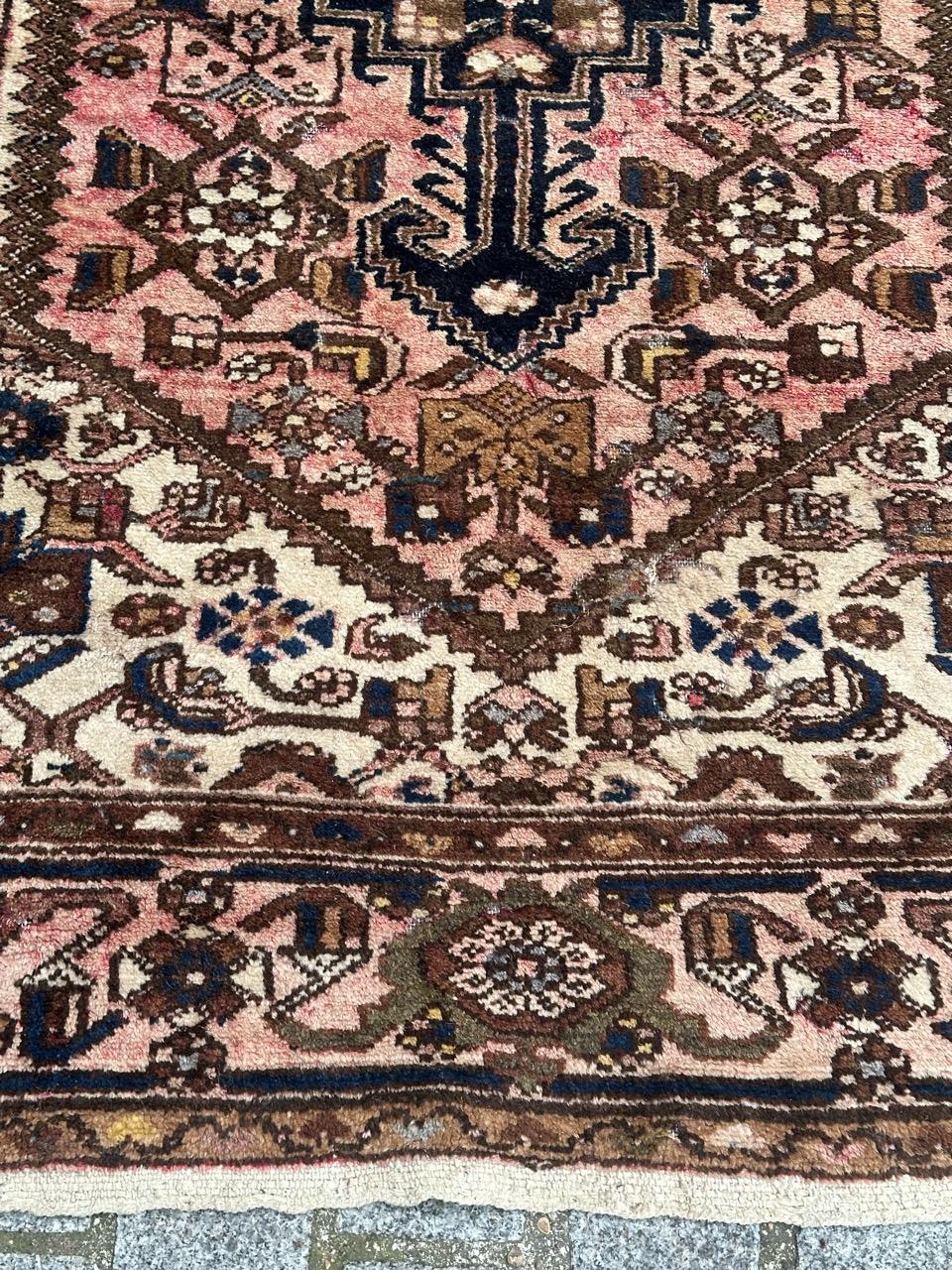 Rustic pretty vintage Hamadan rug For Sale