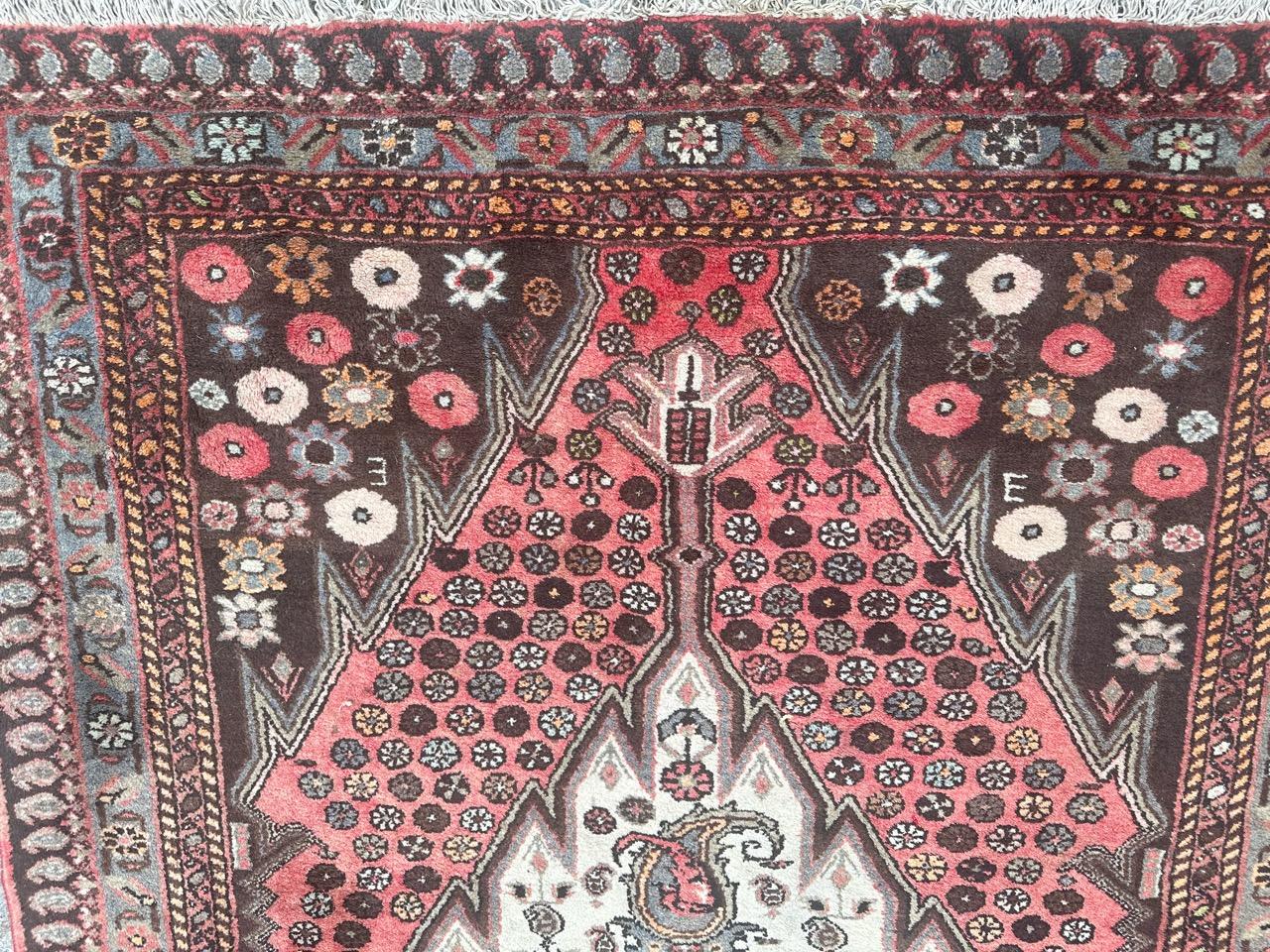 Rustic pretty vintage Hamadan rug For Sale