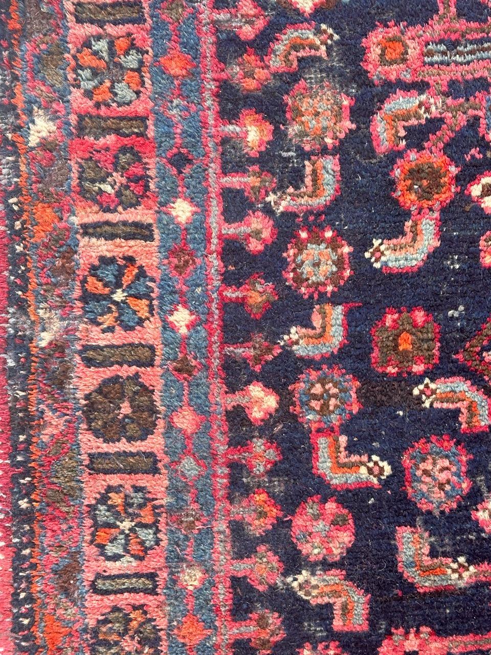 Hand-Knotted Bobyrug’s pretty vintage Hamadan rug  For Sale