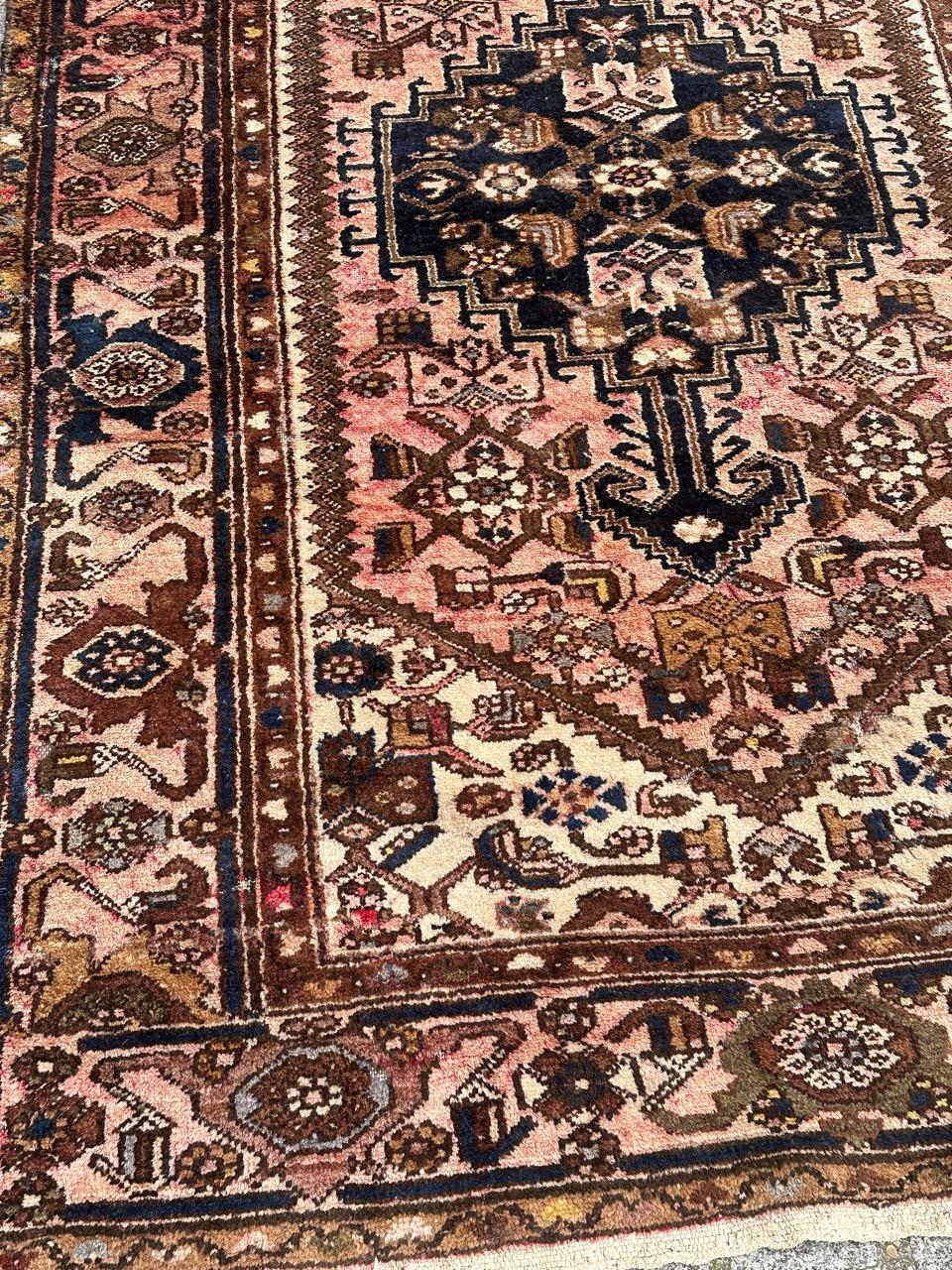 Hand-Knotted Bobyrug’s pretty vintage Hamadan rug For Sale