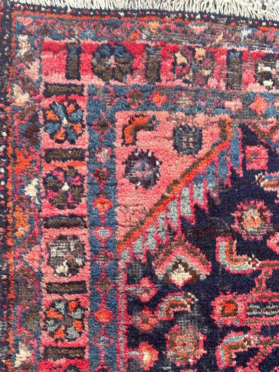 Bobyrug’s pretty vintage Hamadan rug  In Fair Condition For Sale In Saint Ouen, FR