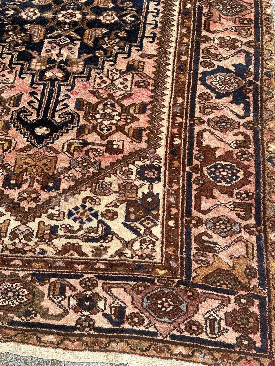 pretty vintage Hamadan rug In Fair Condition For Sale In Saint Ouen, FR