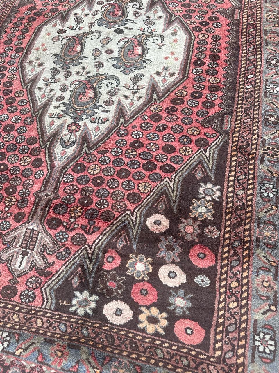 pretty vintage Hamadan rug In Good Condition For Sale In Saint Ouen, FR