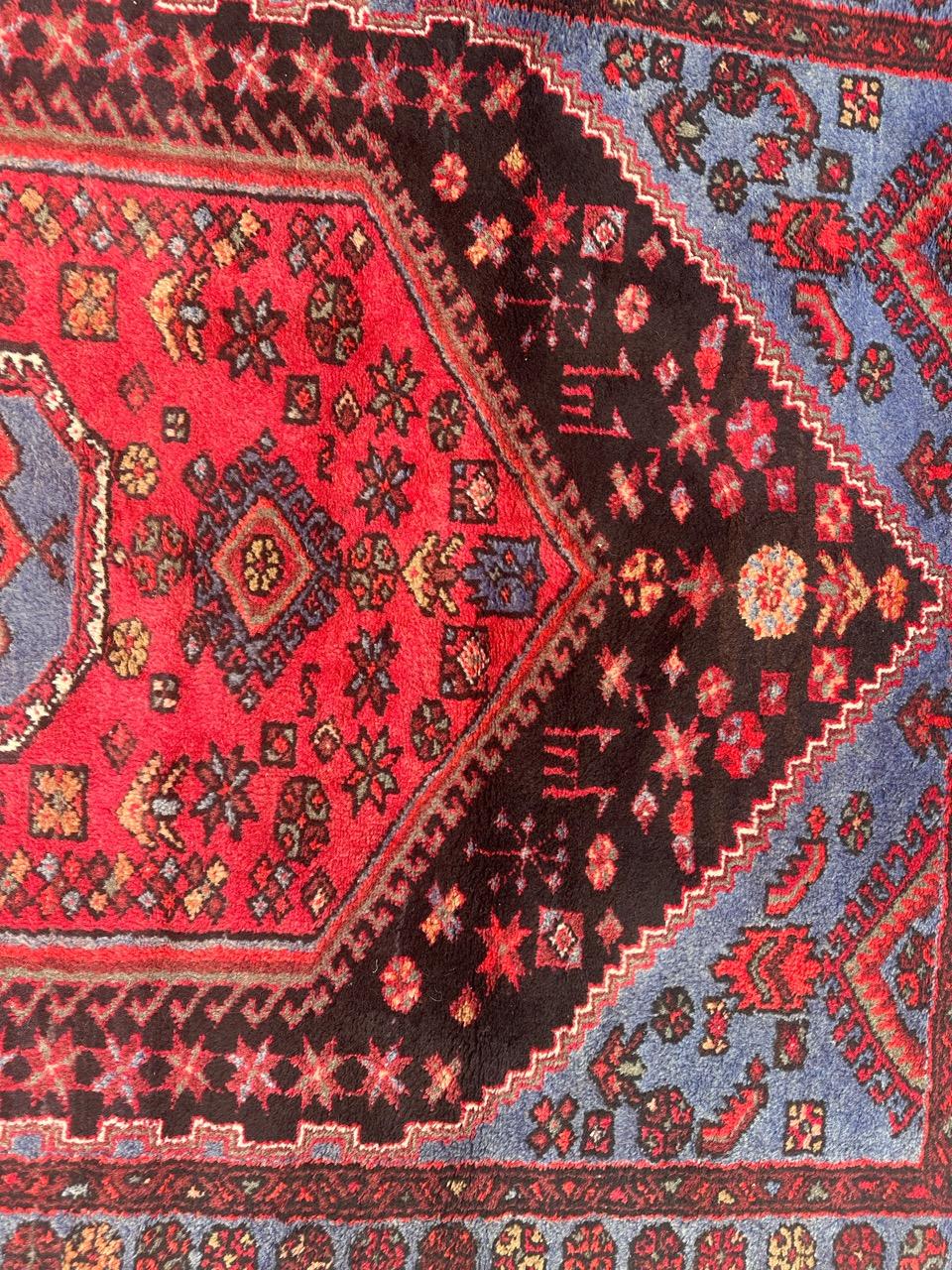 Wool  pretty vintage Hamadan rug For Sale