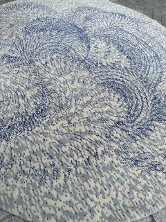 Pretty vintage hand knotted Scandinavian round rug