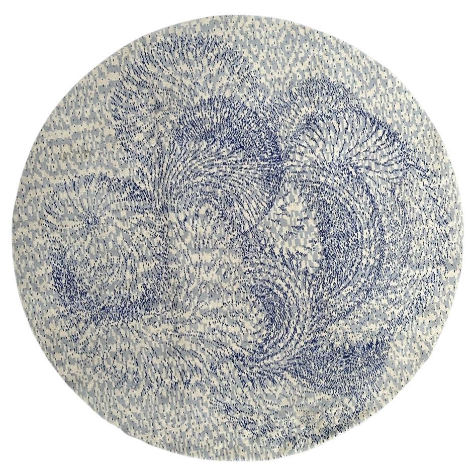 Bobyrug’s Pretty vintage hand knotted Scandinavian round rug  For Sale