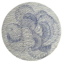 Bobyrug’s Pretty Used hand knotted Scandinavian round rug 