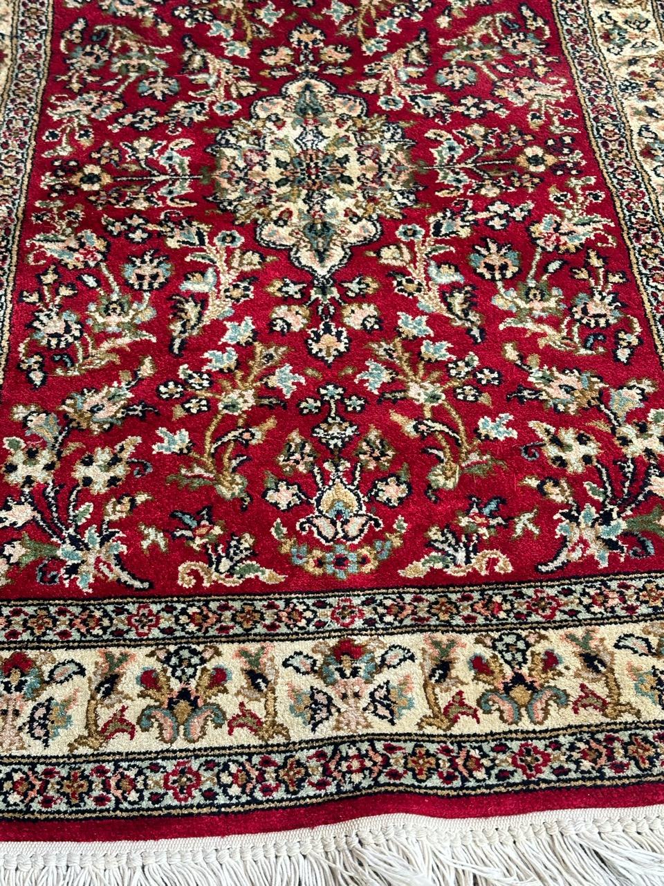 Bobyrug’s pretty vintage Indian silk rug  For Sale 6