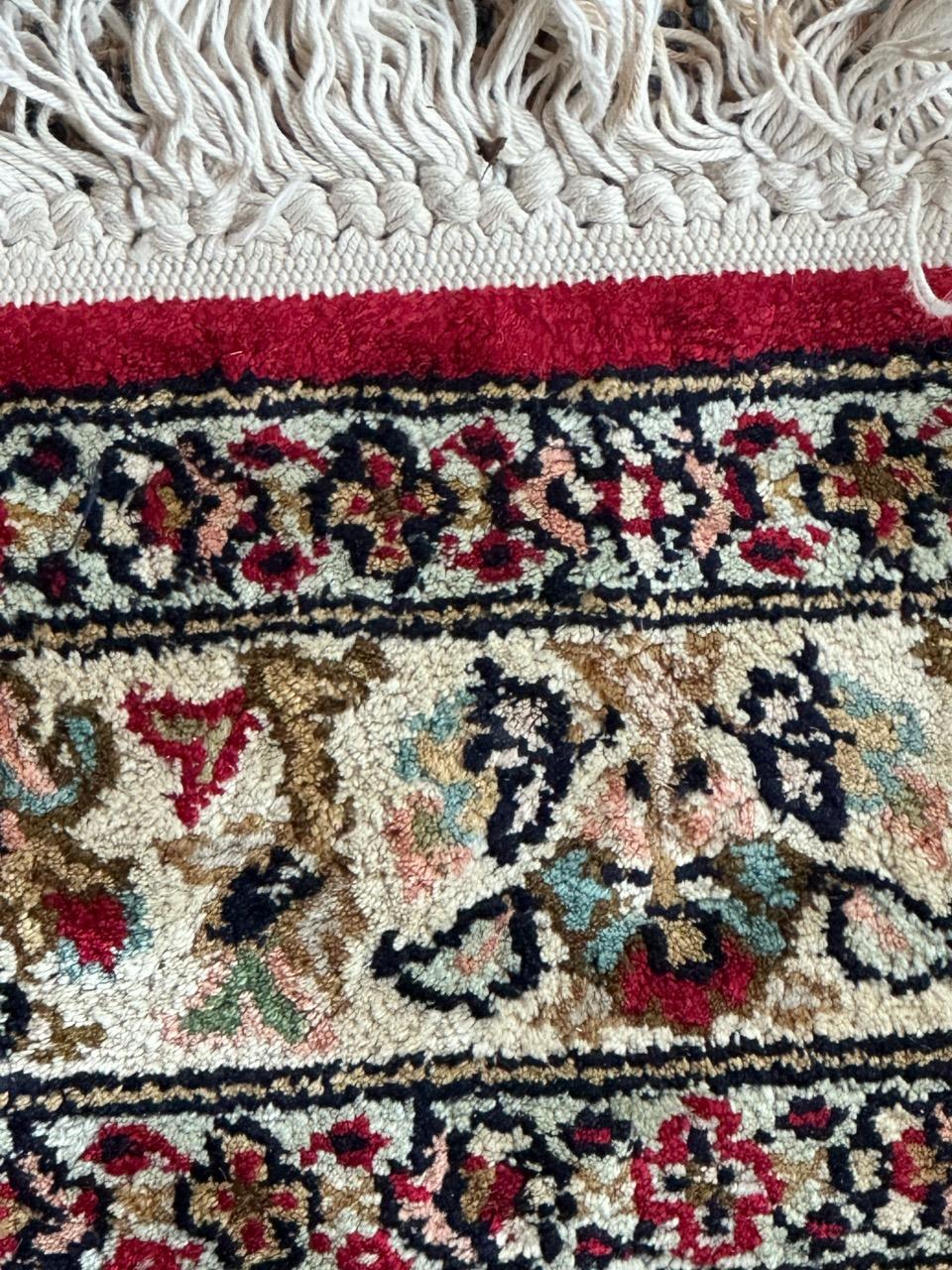 Bobyrug’s pretty vintage Indian silk rug  For Sale 11