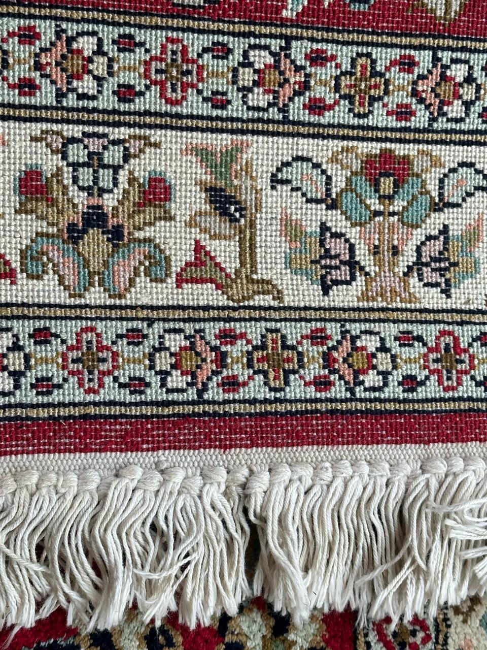 Bobyrug’s pretty vintage Indian silk rug  For Sale 12