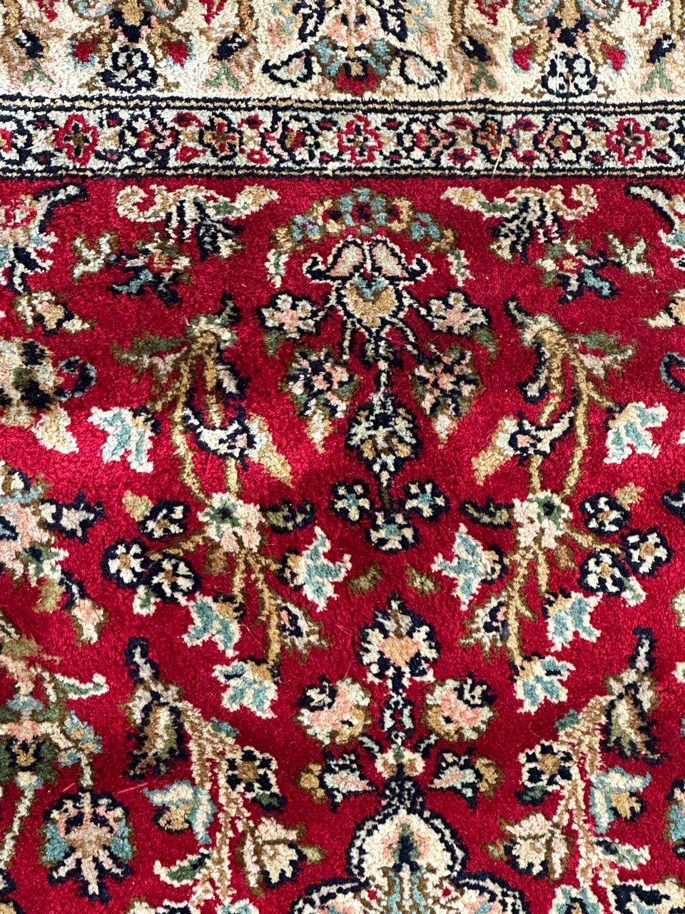 Late 20th Century Bobyrug’s pretty vintage Indian silk rug  For Sale
