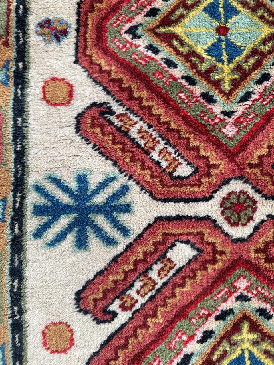 Bobyrug’s pretty vintage little Caucasian design Sinkiang rug For Sale 4