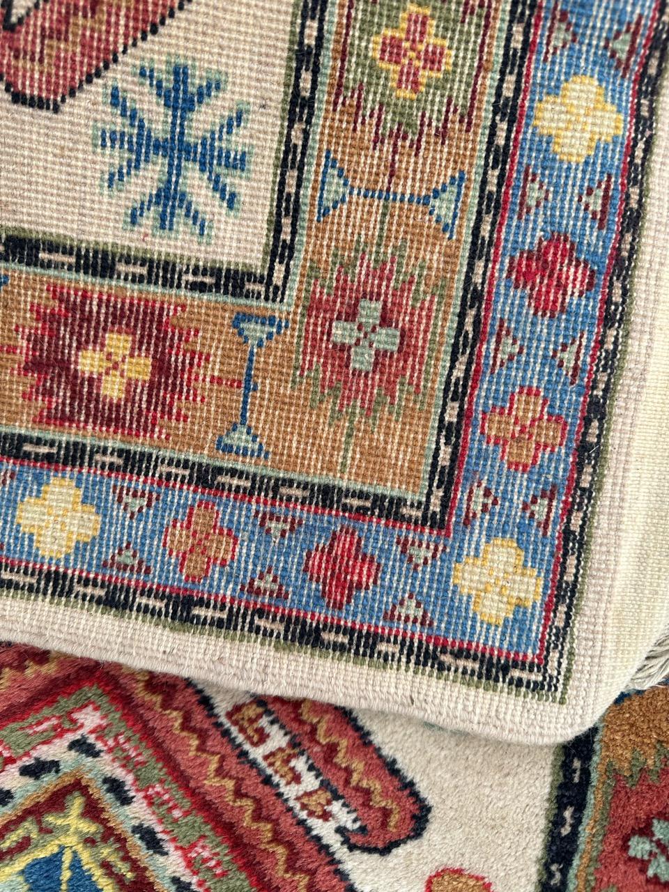 Bobyrug’s pretty vintage little Caucasian design Sinkiang rug For Sale 7