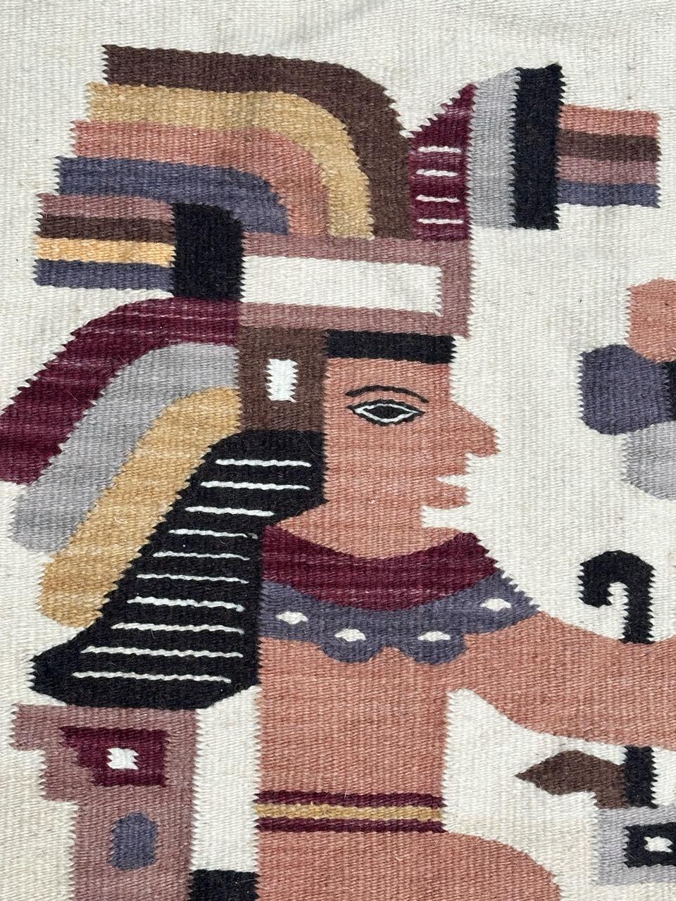 Pretty small Mexican tapestry with beautiful tribal design and nice colours with orange, purple, yellow and black, on a white backdrop, entirely handwoven with wool on cotton foundation.

✨✨✨
