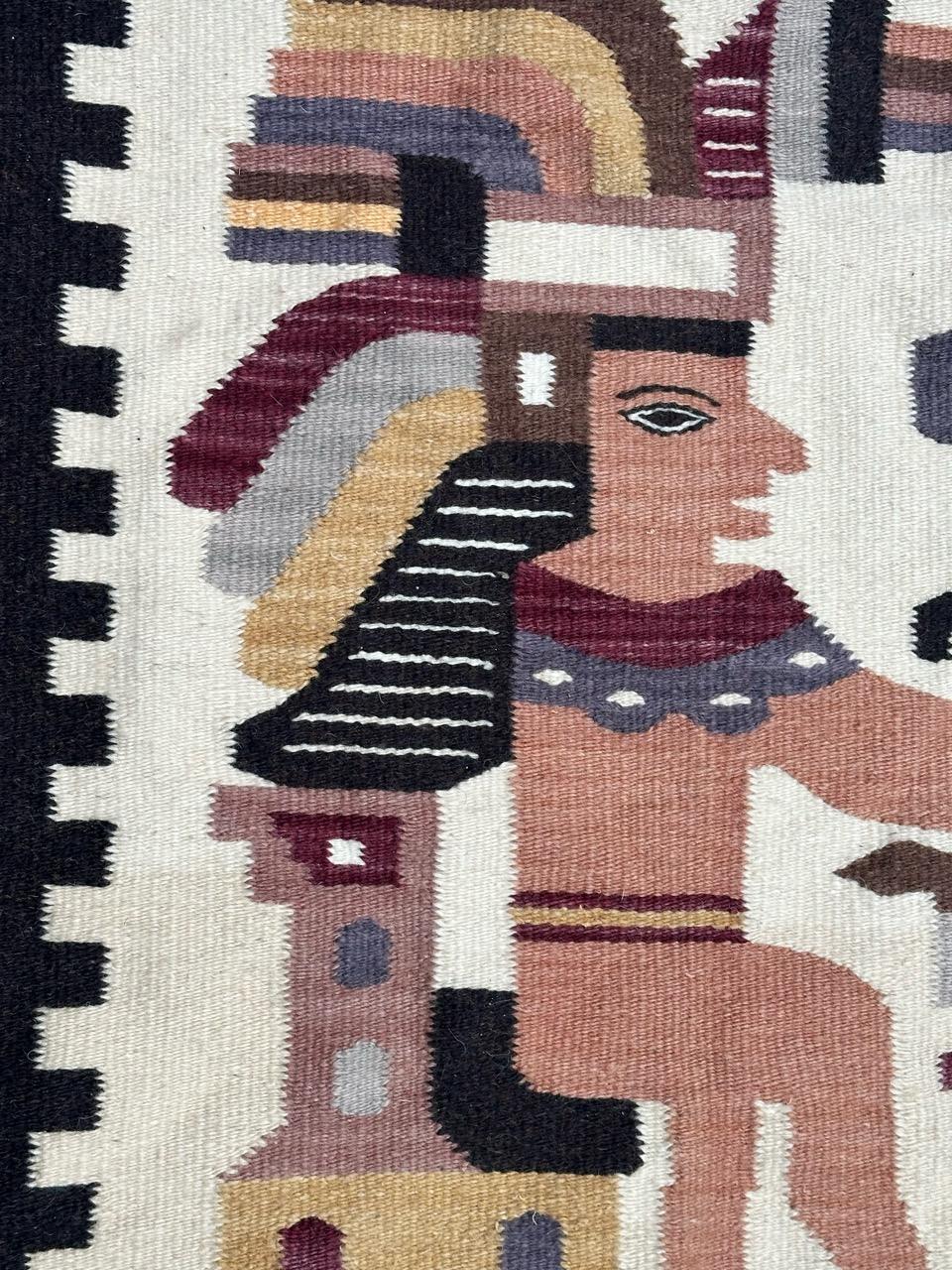 Wool pretty vintage Mexican tapestry For Sale