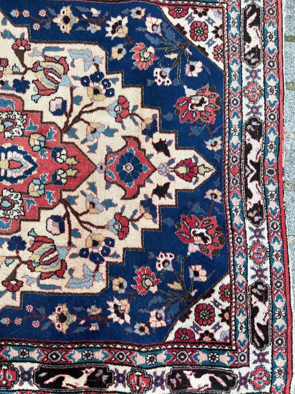 Hand-Knotted Bobyrug’s Pretty vintage Najaf Abad rug For Sale