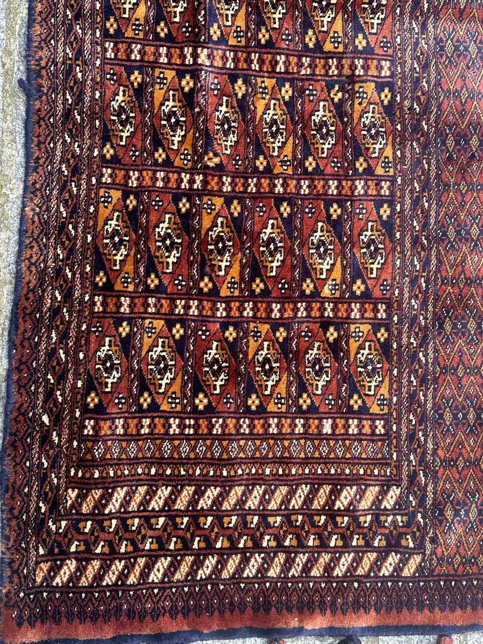 Tribal Bobyrug’s pretty vintage Pakistani chuval Turkmen style rug  For Sale