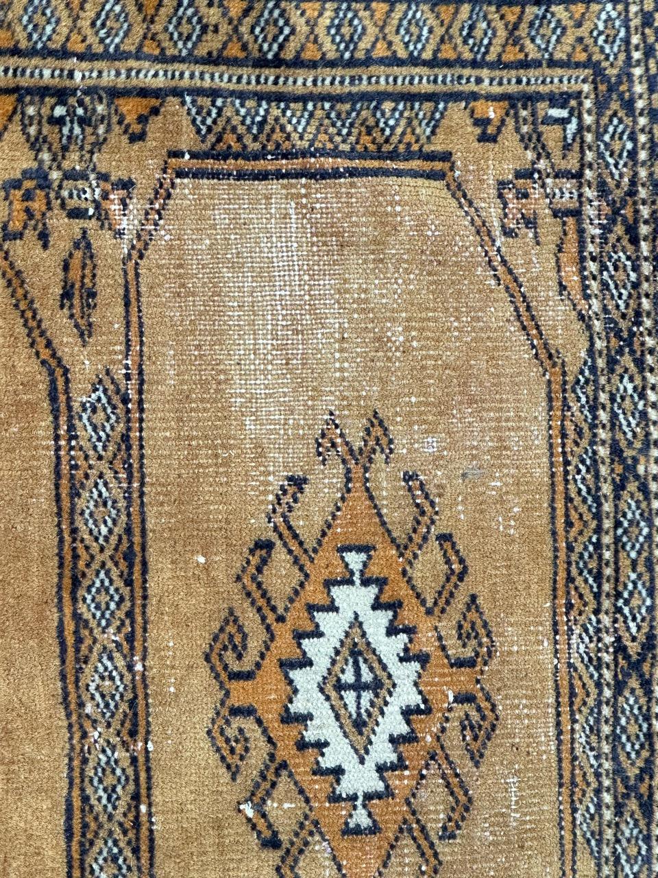 Wool Bobyrug’s pretty vintage Pakistani chuval Turkmen style rug  For Sale