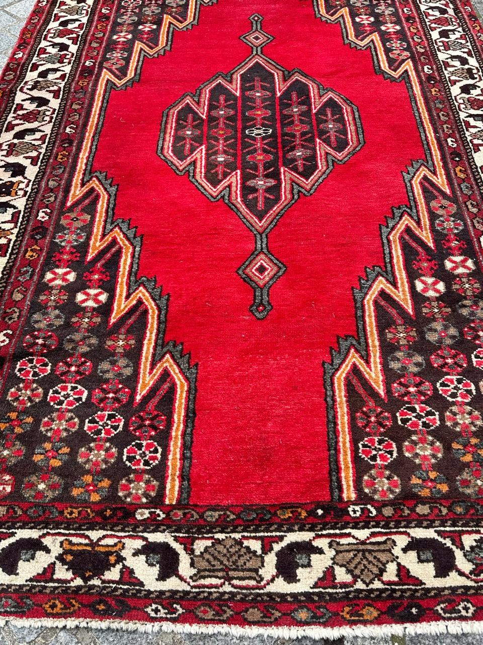 Bobyrug’s pretty vintage rustic mazlaghan rug  For Sale 8