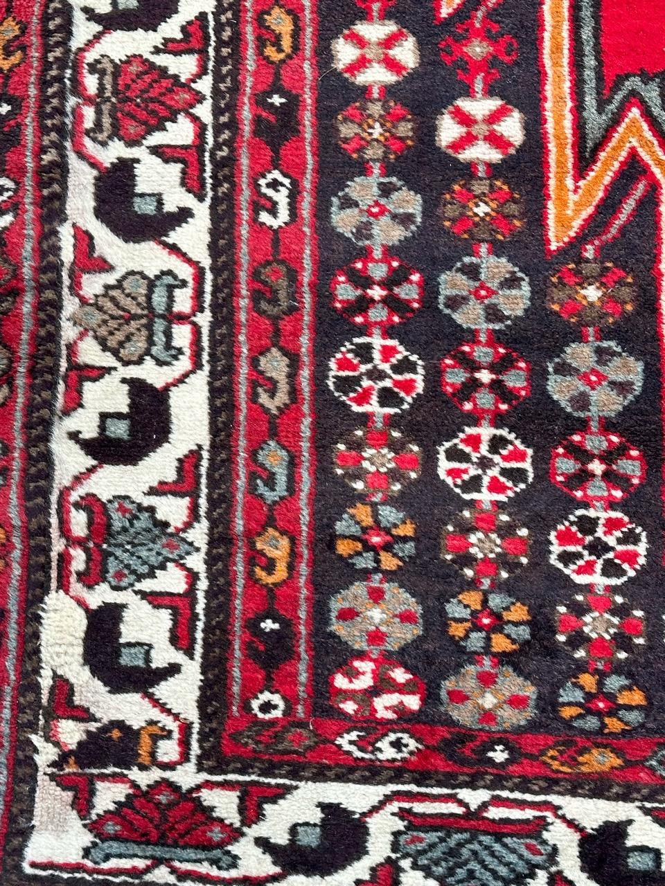 Hand-Knotted Bobyrug’s pretty vintage rustic mazlaghan rug  For Sale