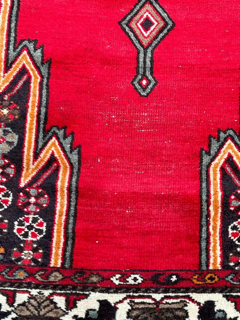 20th Century Bobyrug’s pretty vintage rustic mazlaghan rug  For Sale