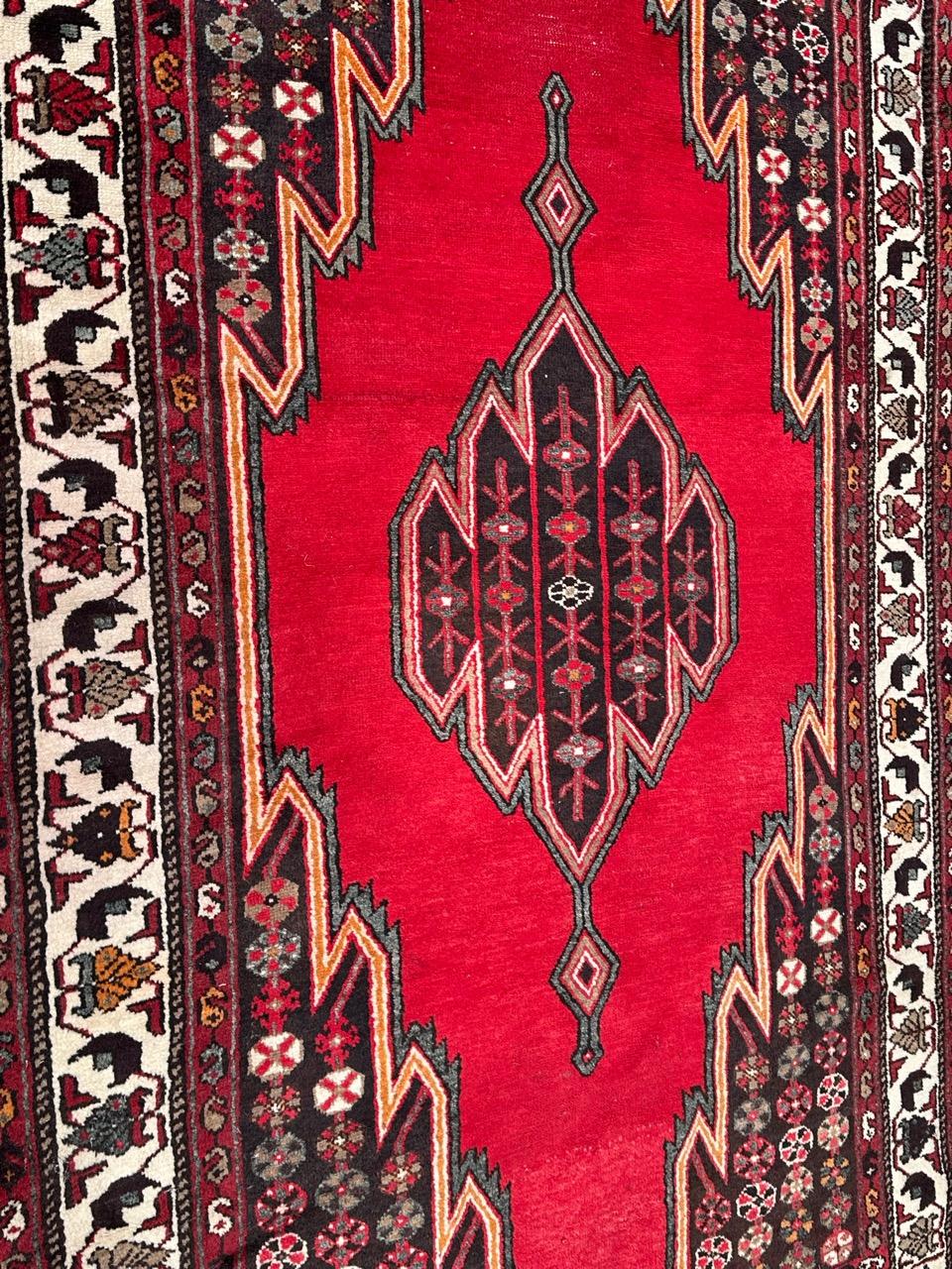 Bobyrug’s pretty vintage rustic mazlaghan rug  For Sale 1