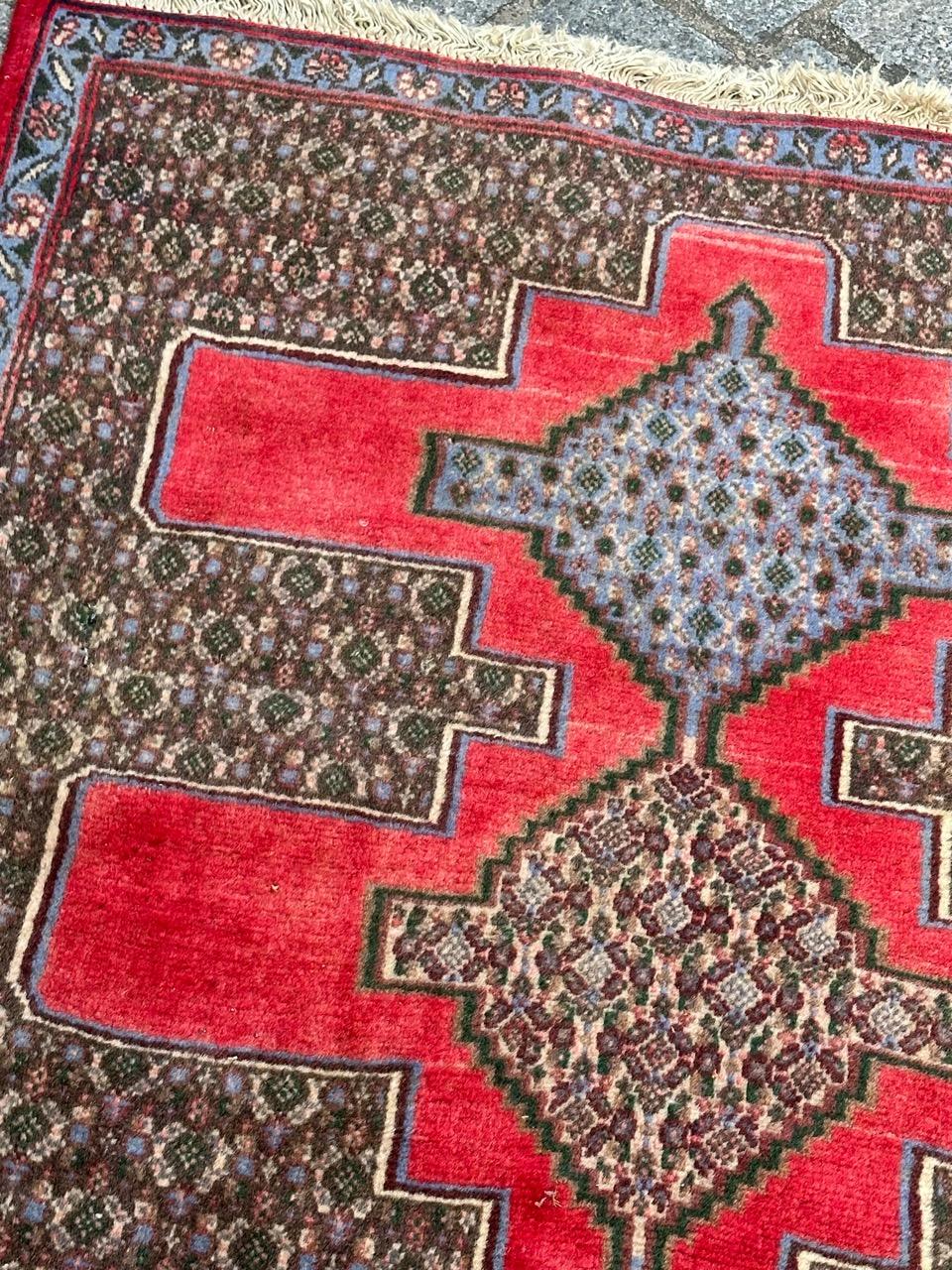 Wool Bobyrug’s pretty vintage Senneh rug For Sale