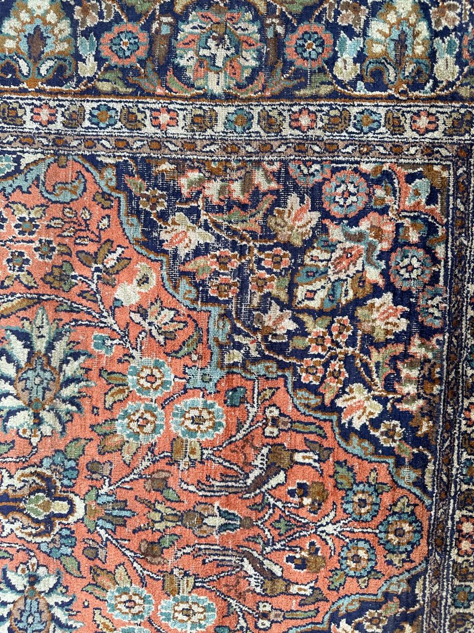 pretty vintage silk Kashmir rug For Sale 2