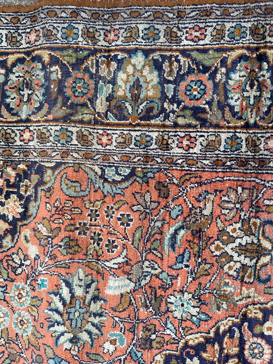 pretty vintage silk Kashmir rug For Sale 3