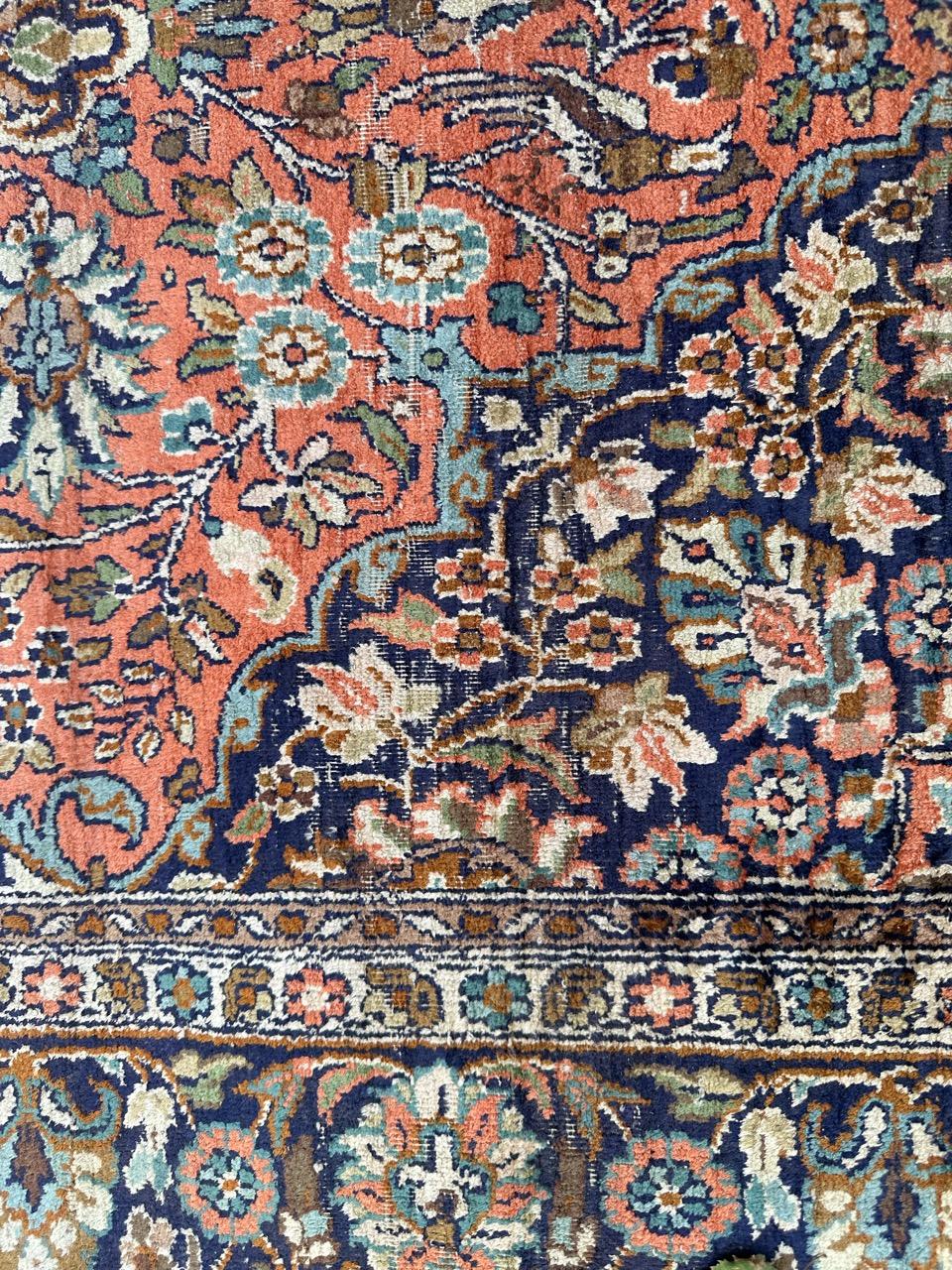 pretty vintage silk Kashmir rug For Sale 4